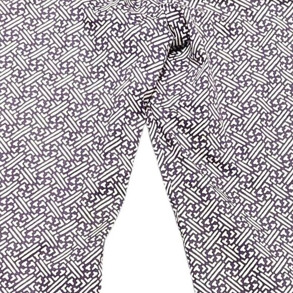 Talbots Pants Womens Size 10 Purple White Geometric Print with Belt Career Wear - Picture 4 of 4